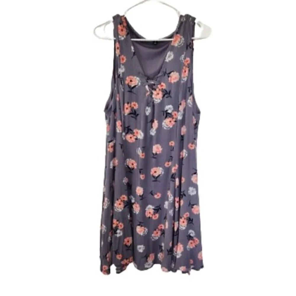 Torrid Flowy Mini Challis Floral Drawstring Corset Swing Dress